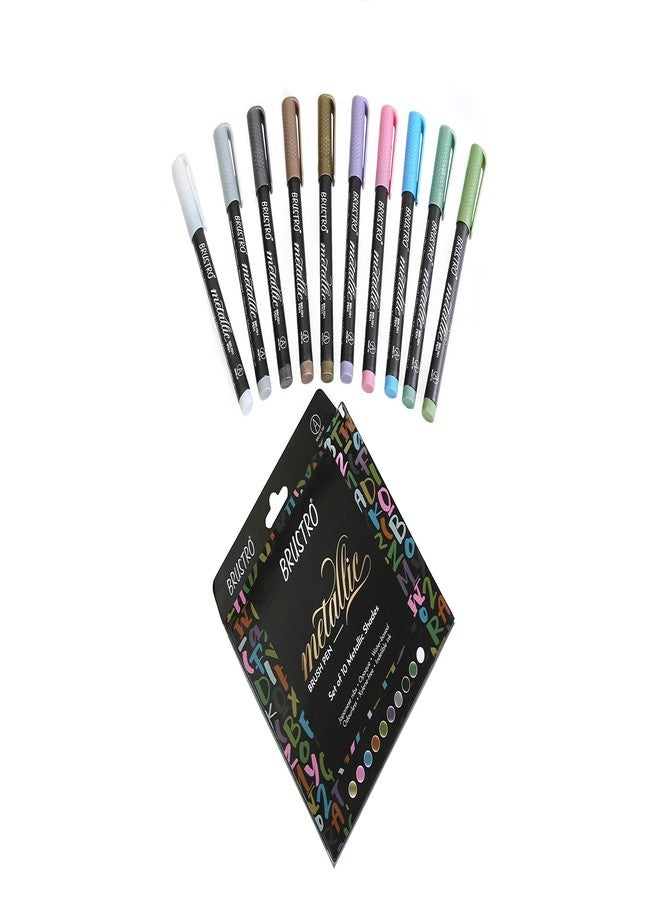 Brustro DIY Mandala Colouring Book 9"x9" 160 GSM 25 Perforated Sheets & Brustro Metallic Brush Pens - Soft Brush Tip for Calligraphy, Hand Lettering, Colouring, Card Making - Set of 10 Colors - Image 5